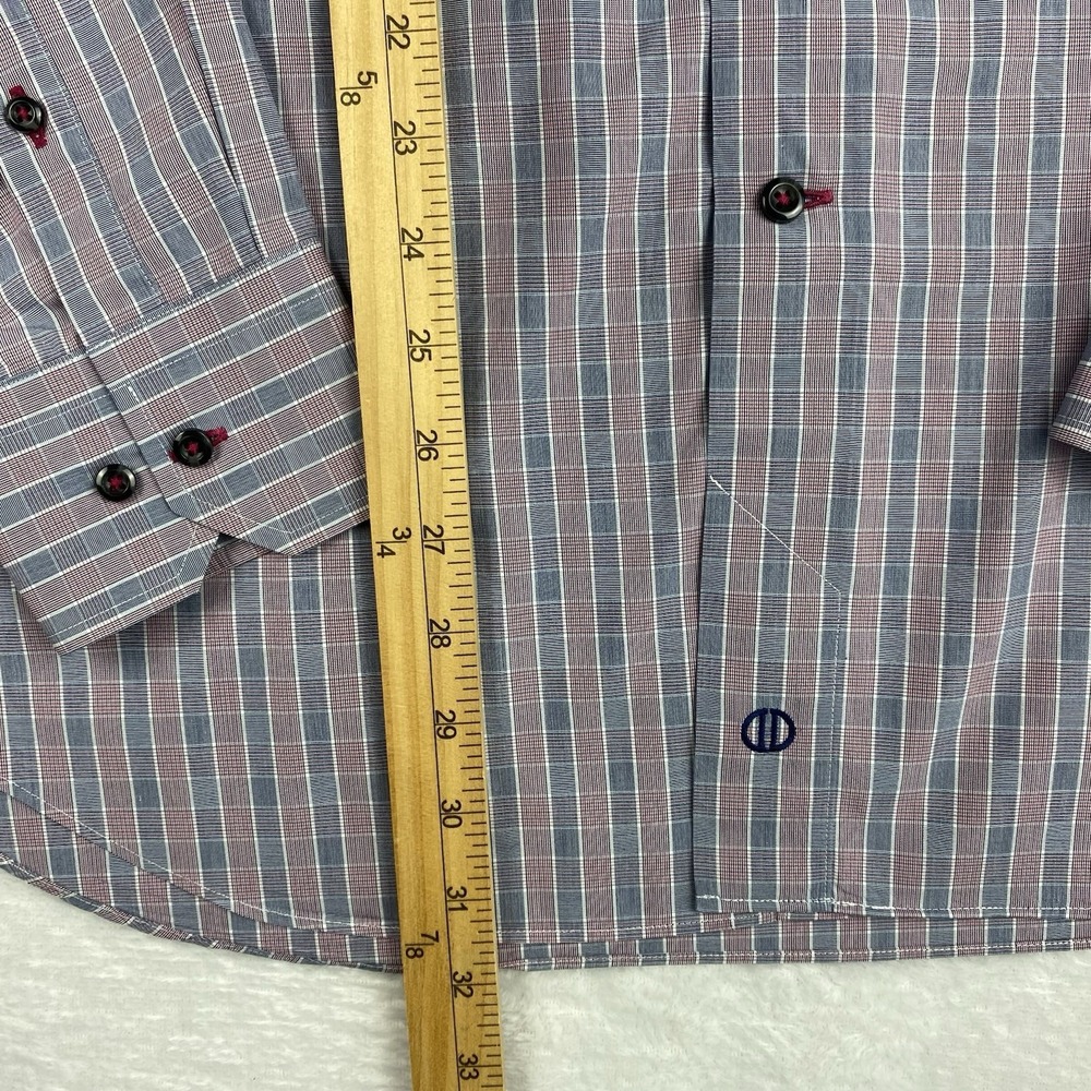 David Donahue Men's XL Dress Shirt Pink Gray Check Long Sleeve - Picture 7 of 10